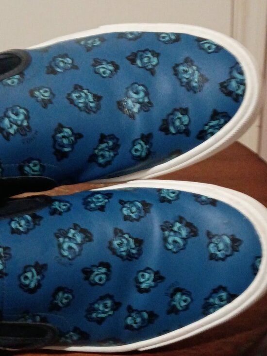 Coach Slip On Blue Black Monogram Sateen Black Low Sneakers Men\'s Size 11D main image 11